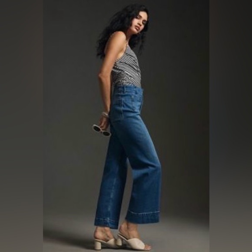 Anthropologie Maeve Colette Crop High Rise Wide Leg Jeans